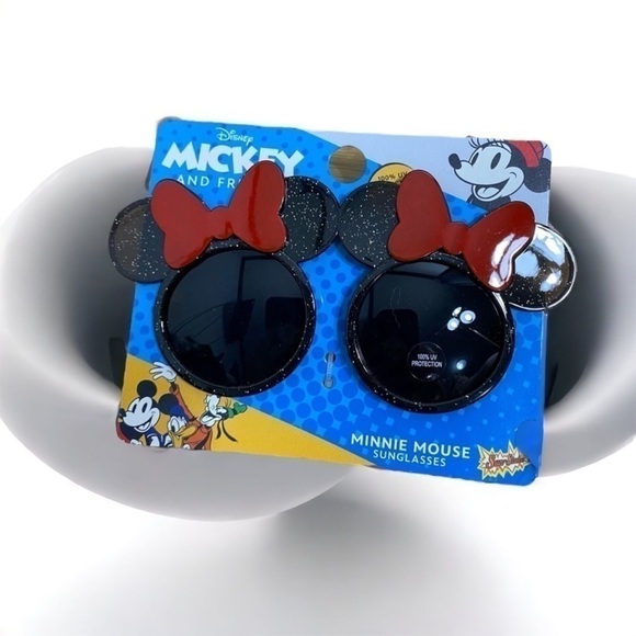 Minnie Mouse Bow Sunglasses 100% UV Protection Disney Black Red Kids - Picture 1 of 4